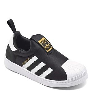 Adidas Kids Superstar Black White Gold Sneakers